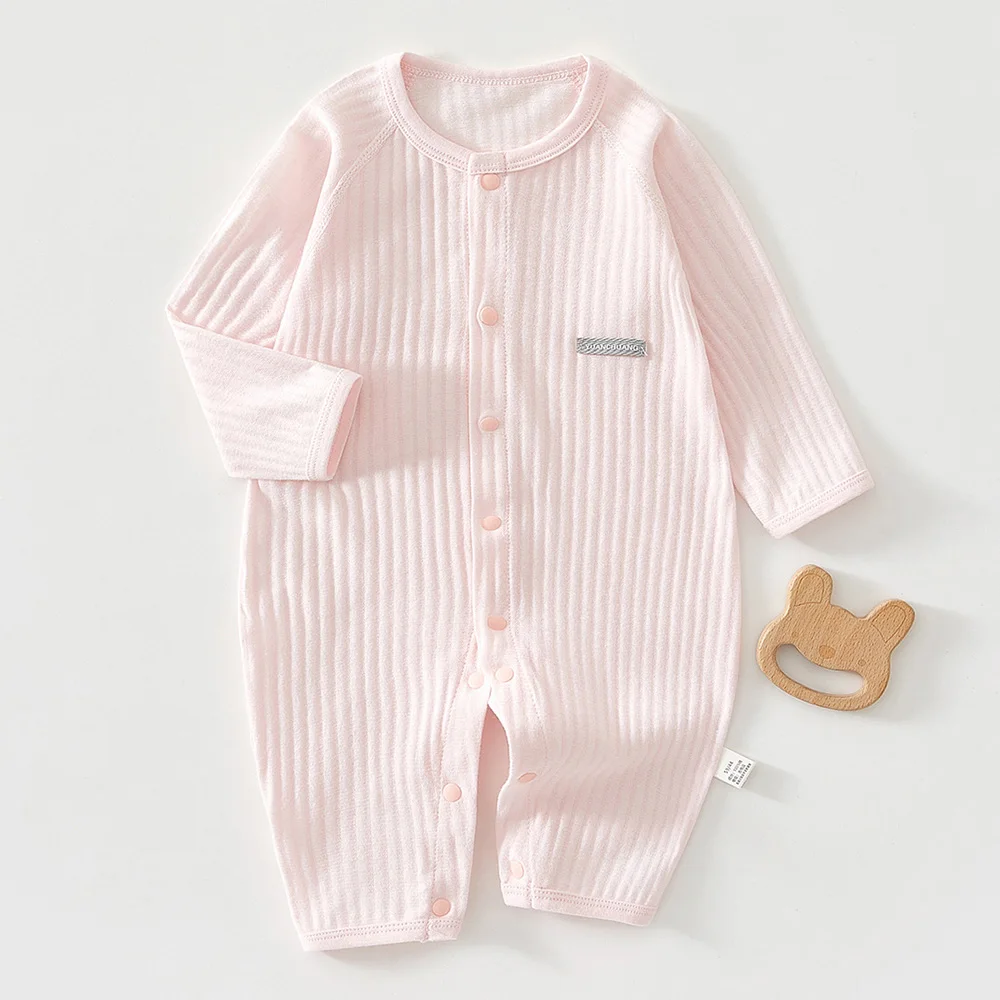 Baby Jumpsuit Long Sleeve Summer Thin Baby Romper Solid Color Air Condition Room Unisex Newborn Baby Clothes For Boy Girl  -128