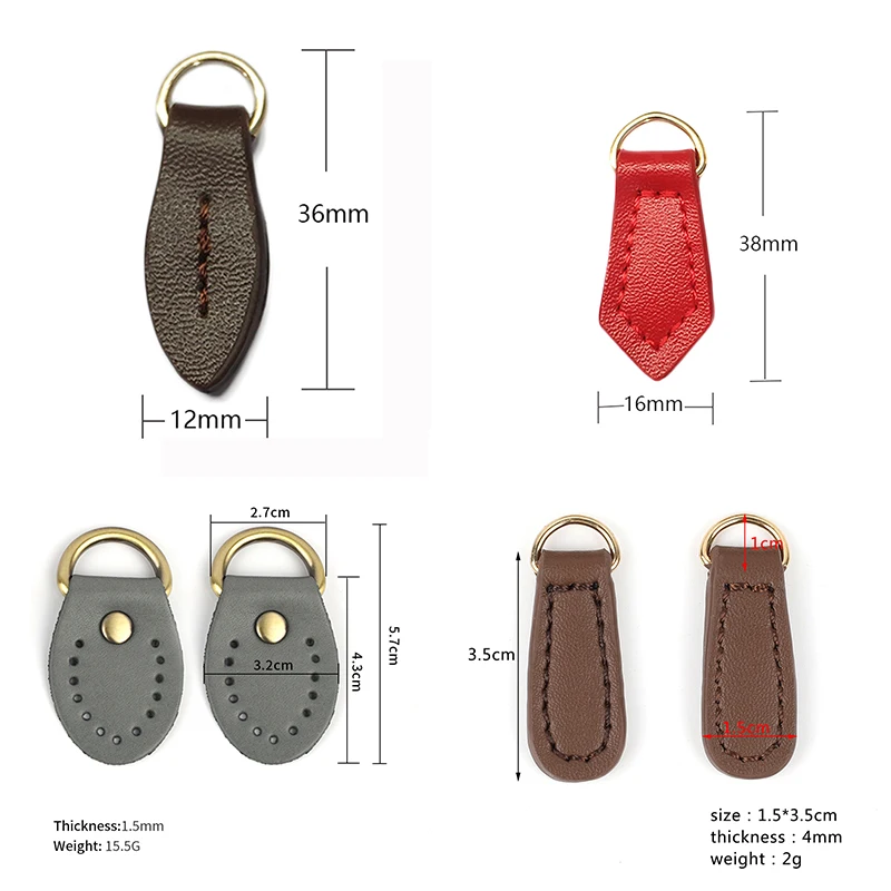 5pcs Luggage Side Clamp Leather Buckle Tabs Shoulder Bag Strap Hang Hook DIY Zipper Puller Manual Purse Accessories