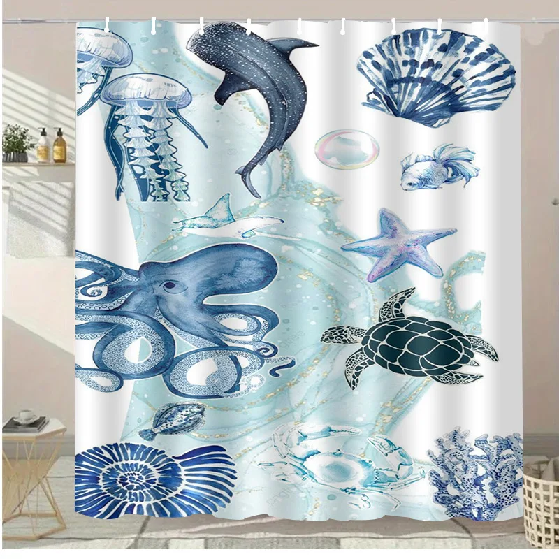 

Морской организм моющаяся грязеотталкивающая занавеска для душа насадка для душа водонепроницаемая полиэстеровая занавеска для ванны для домашнего декора аксессуары
