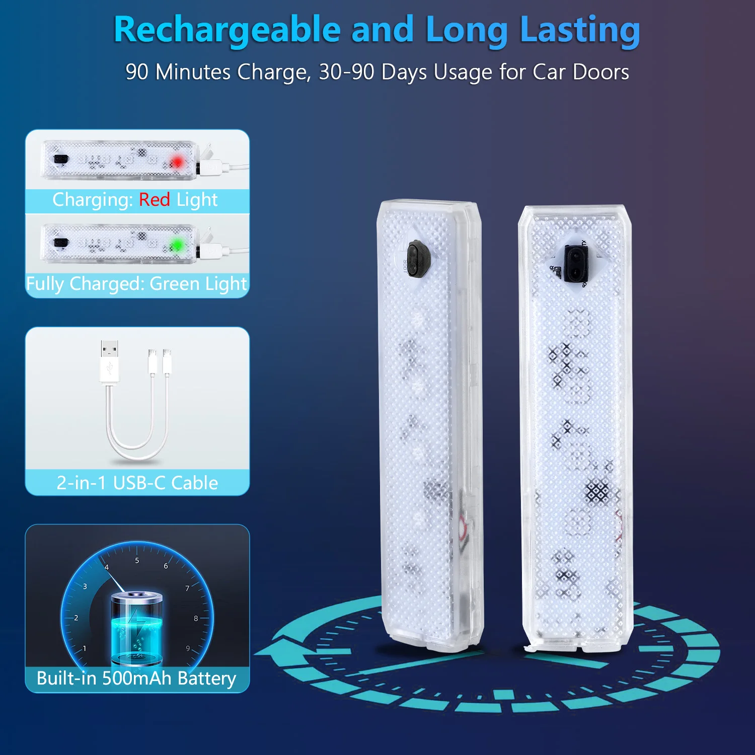 LED Car Welcome Door Lights Magnetic RGB Cars Atmosphere Warning Light Rechargeable Wireless Doors Step Courtesy Opening Lamps