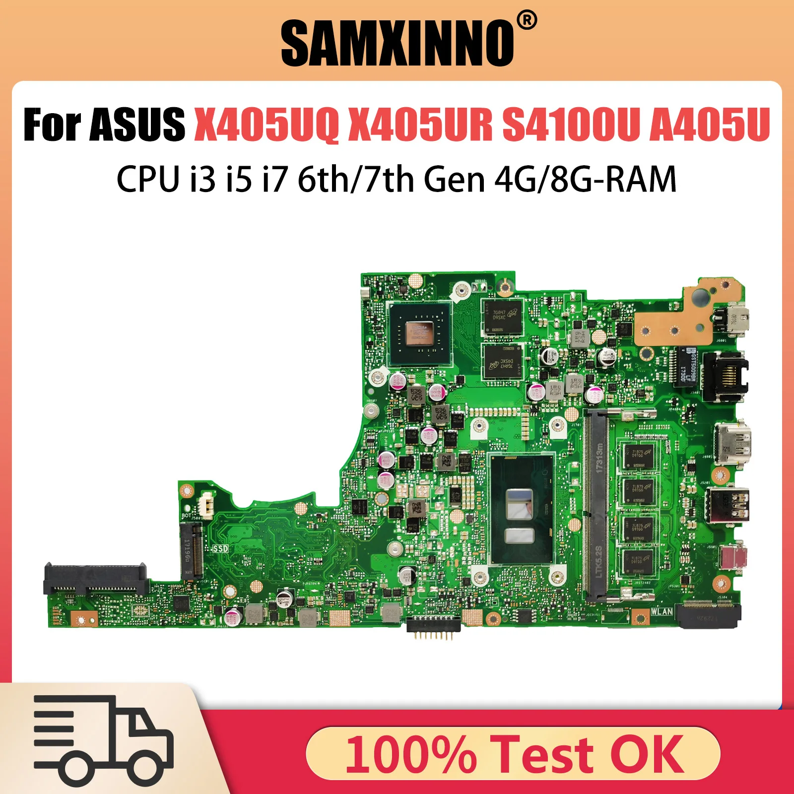 X405UQ For ASUS X405UR S4100U X405UA V405U A405U S405U K405U F405U Laptop Motherboard CPU i3 i5 i7 6th/7th Gen 4G/8G-RAM