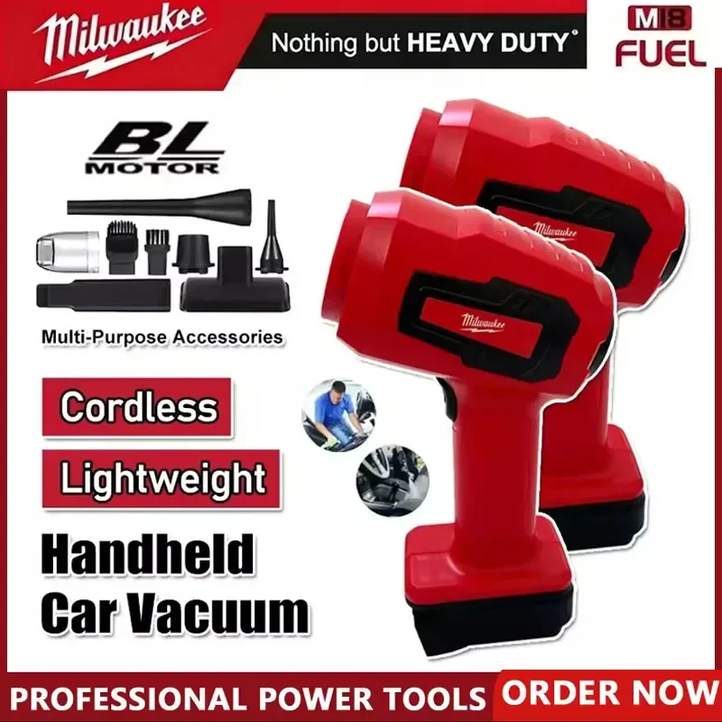 

Milwaukee Portable Rechargeable Handheld 120W Car Vacuum Cleaner 3 In 1 Electric Vacuum Home and Car 18V Li-ion Battery