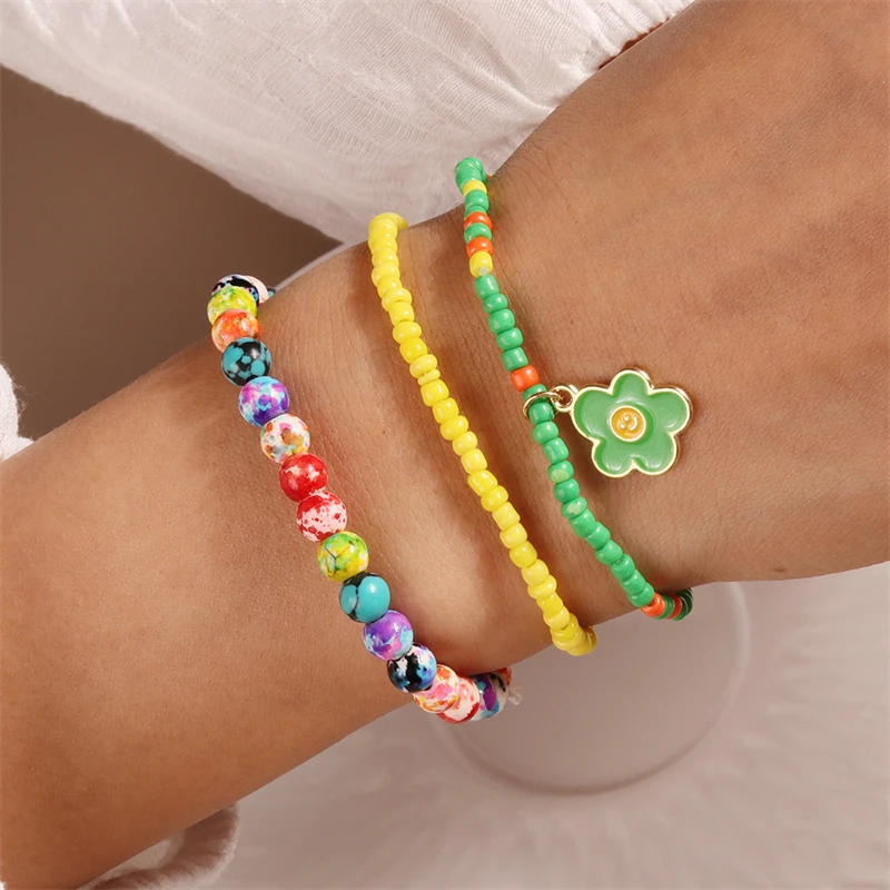 3-teiliges Set Modische Handgefertigte Perlenarmbänder für Frauen, Legierungs-Muschel-Herz-Anhänger-Armbänder, Schmuckgeschenke für Mädchen, Party, Festival – Detail 12