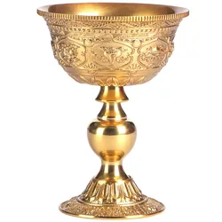 Embossed Brass Candle Cup Romantic Flower Gold Candlestick Buddhist Lamp Holder Wedding Dinner Home Collection Table Decoration