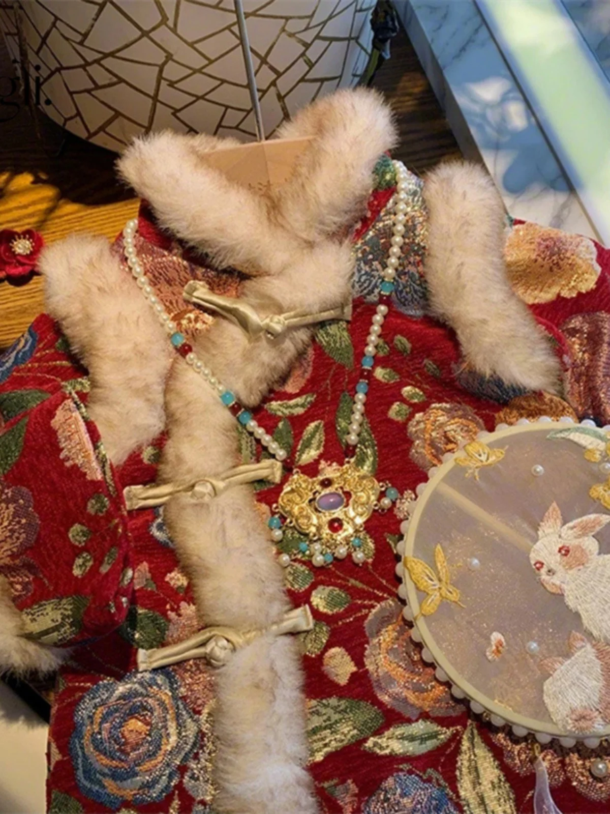 

Girls New Year Visit Clothes Winter Thiened Baby Red Qipao Skirt Tang Suit Sweet Sle Faionable Chinese Traditional Costume