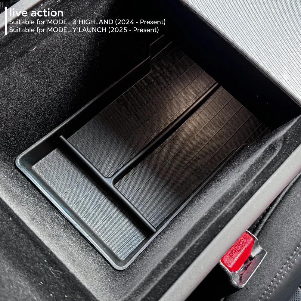 For Tesla Model Y Juniper 2025 Launch Center Console Eyeglasses Storage Box Armrest Box Upper&Lower Silicone Pad image 5