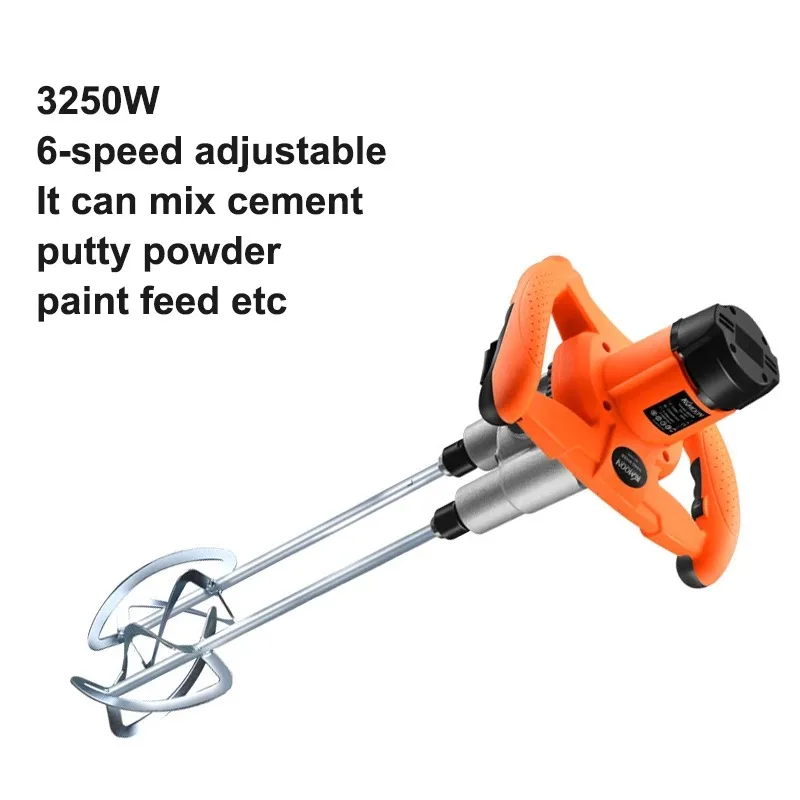 3250W Portable Electric Concrete Mixer Industrial Grade Mixer Handheld Concrete Cement Mixing Machine Thinset Mortar Grout