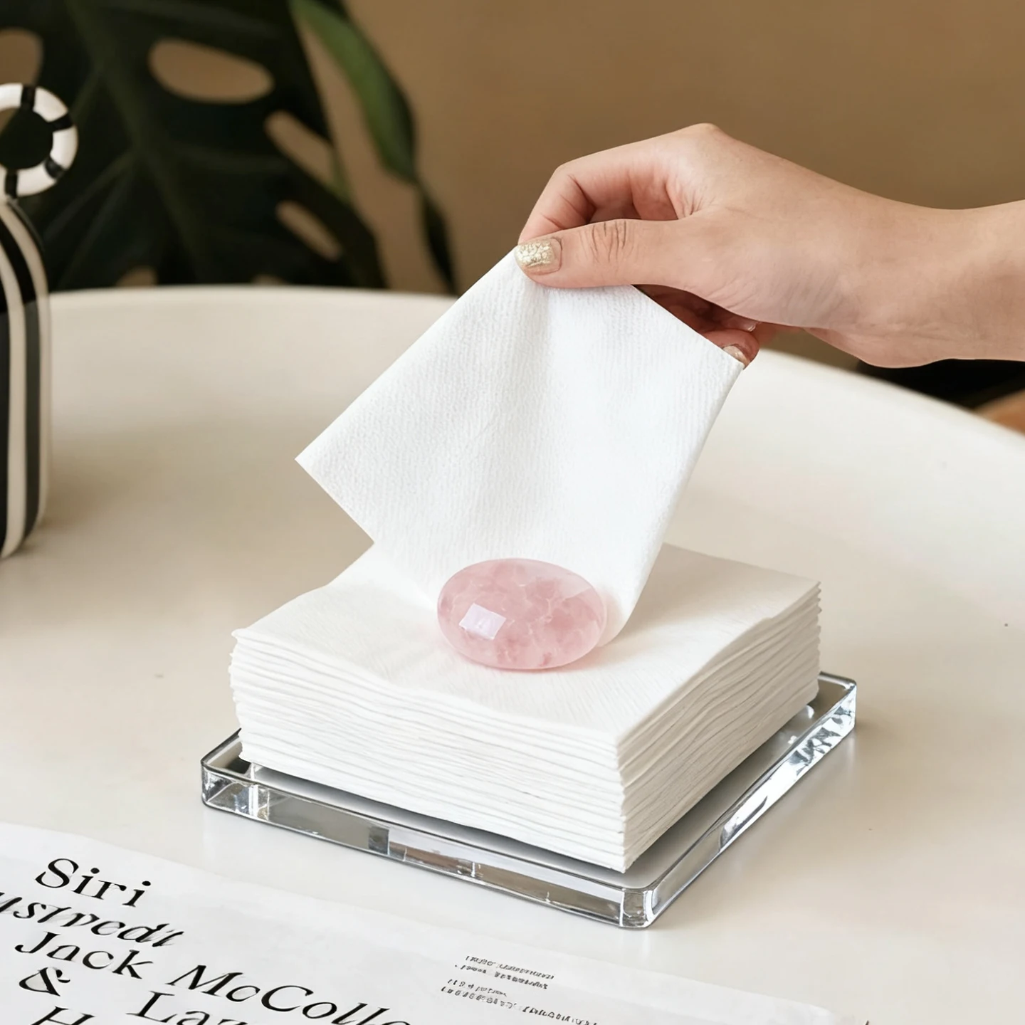 

Creative Natural Stone Paper Box Luxury Art Gift Ornaments Luxury Hotel Dining Room Table Towel Box Home Decoration