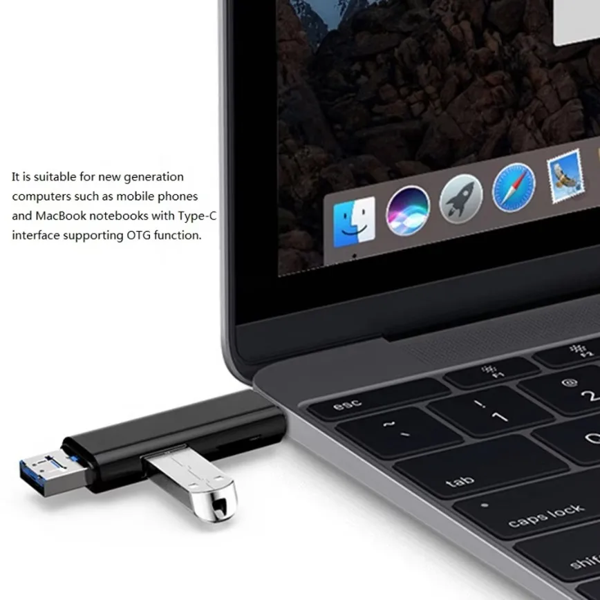نوع C & Micro USB & USB 3 في 1 قارئ بطاقات OTG TF العالمي عالي السرعة لرؤوس تمديد الكمبيوتر للهواتف التي تعمل بنظام أندرويد
