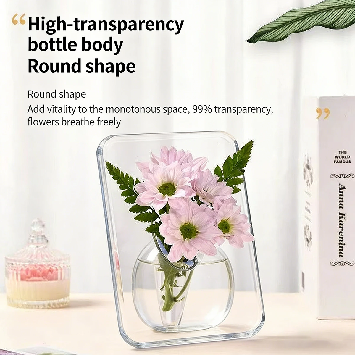 Rahmenförmige Blumenvase - Transparente Acrylvase für Blumen, Moderne Kunstvasen für Wohndekoration, Dekorative Vasen für Schreibtische und Bücherregale ﻿