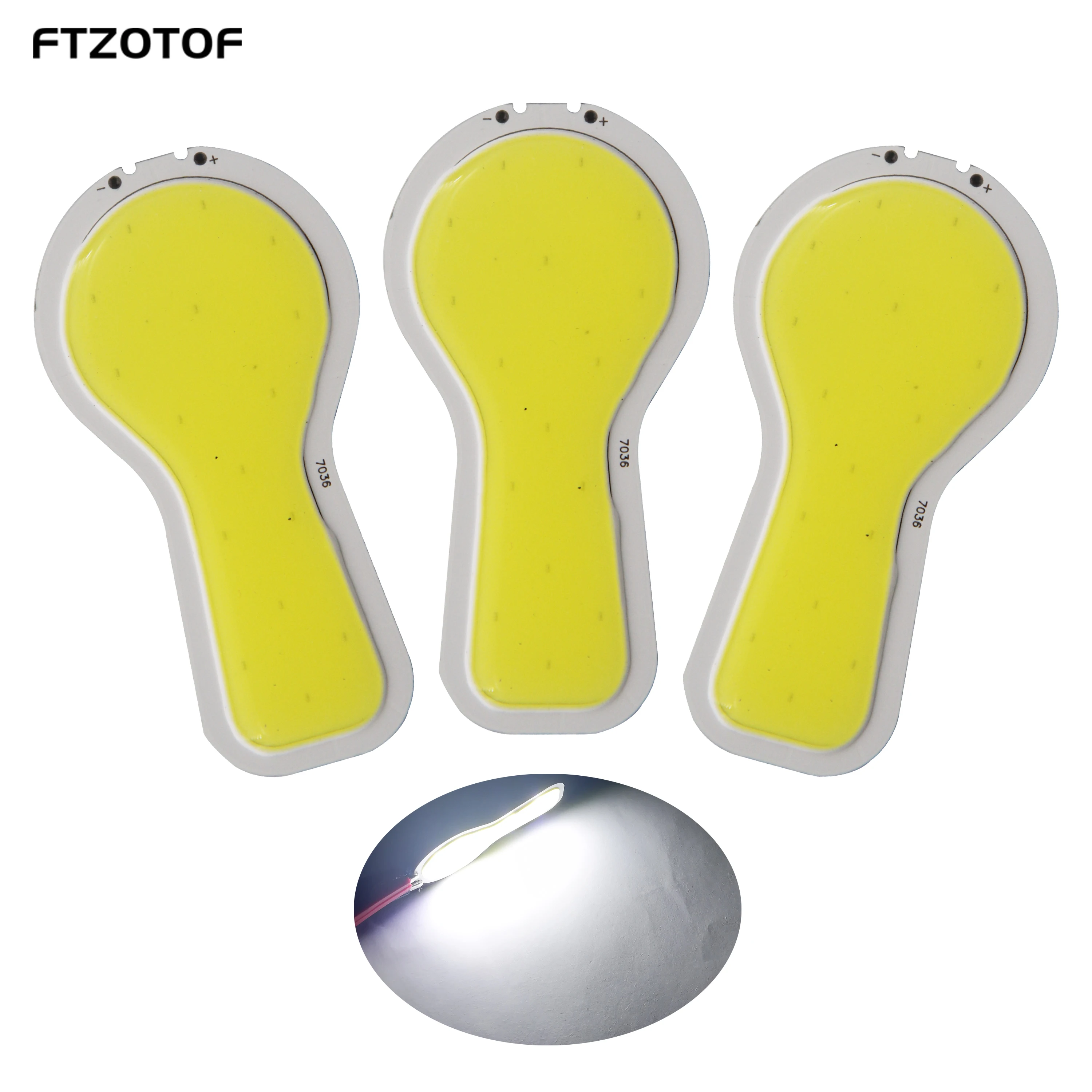 FTZOTOF 2pcs 70*36mm Customize Irregular 12V DC 5W  Cold White LED COB Bulb Light Source Chip on Board  For Scooter Bicycle Lamp