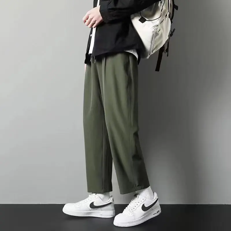 Pantaloni lunghi casual larghi sportivi drappeggiati a gamba dritta estiva da uomo in seta di ghiaccio Pantaloni casual sottili Qui Dry JIFANPAUL