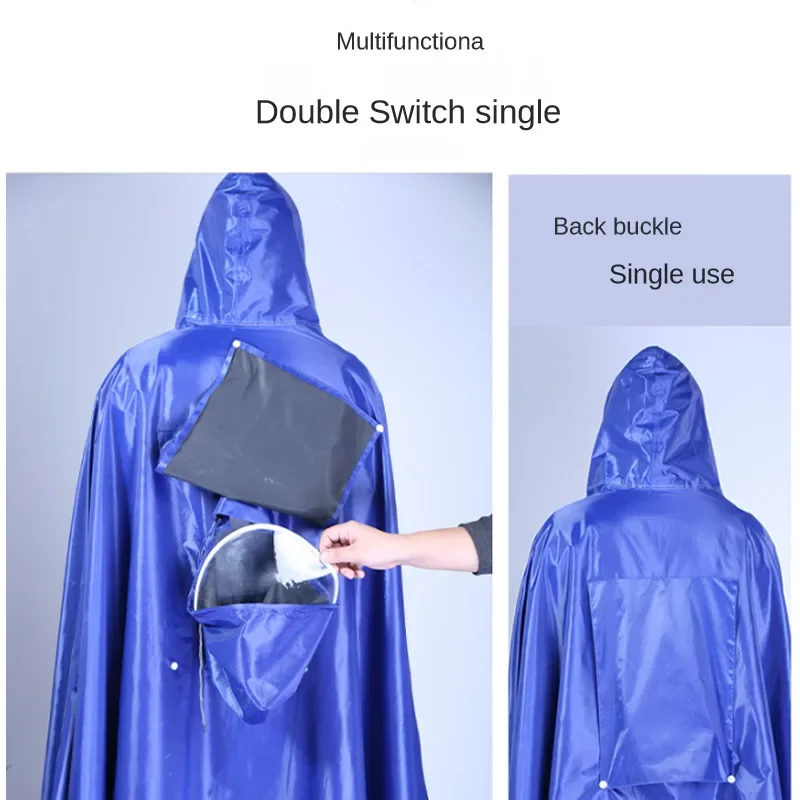 Electric Bicycles Motorcycles Rain Jackets Adult Riding Double-layer TransparentLarge Hood ThickFabric Motorcycle Rider Raincoat