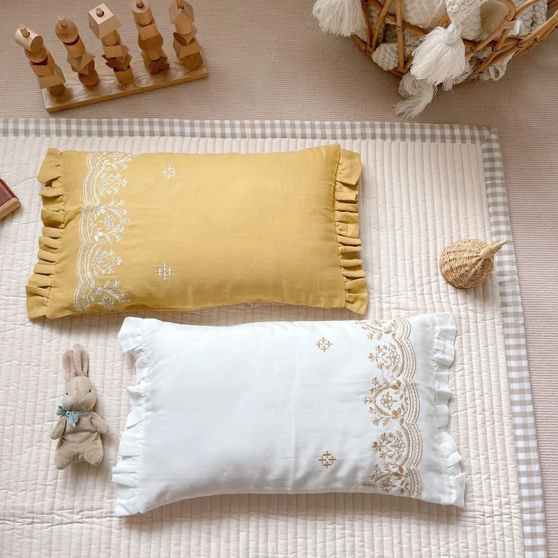1 Piece Princess Embroidered Ruffle Pillow Case Pure Cotton Gauze Envelope Type Pillowcase For Bed Pillows Sham Decorative Cover