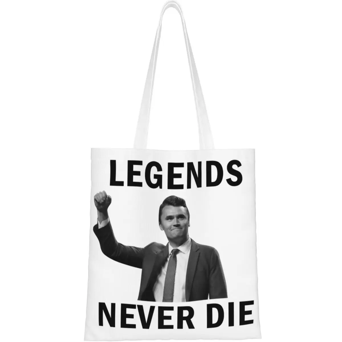 

Charlie Kirk Сумка-шоппер Legends Never Die Сумки Женская большая сумка с принтом Стильная тканевая офисная сумка на плечо