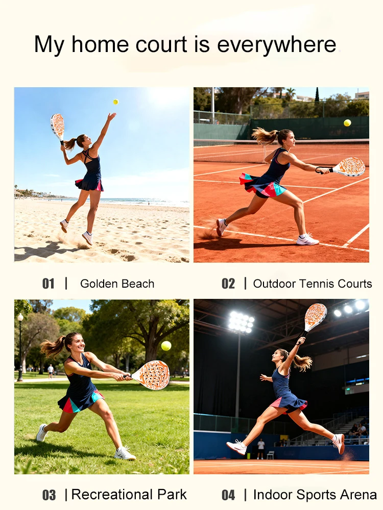 Padelschläger mit Carbonfaser-Oberfläche und EVA-Memory-Schaum-Kern – Leichtgewichtig, Tennisschläger mit bruchsicherem Kunststoffrahmen, gepolsterter Kern, außergewöhnlicher Rückprall, preisgünstige Option für Anfänger und Schulkinder – Detail 1
