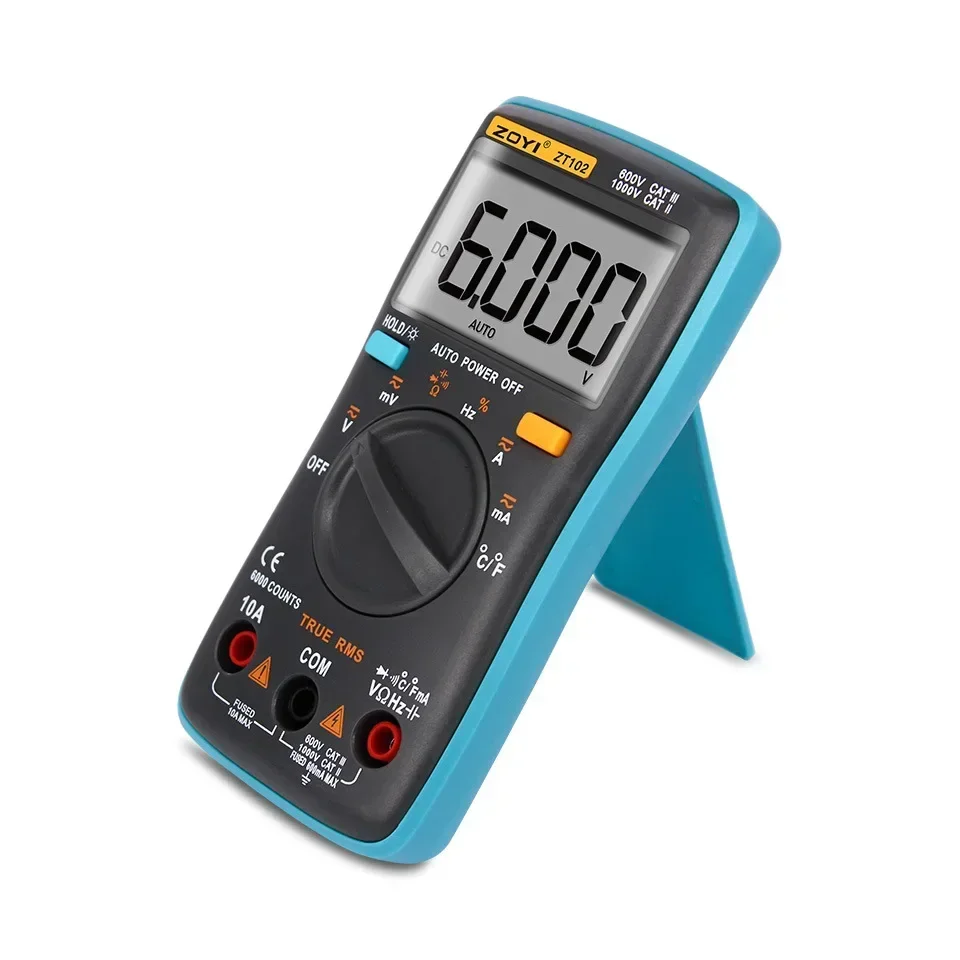 ZOYI ZT102 Ture RMS Digital Multimeter AC/DC Voltage Current Temperature Ohm Frequency Diode Resistance Capacitance Tester