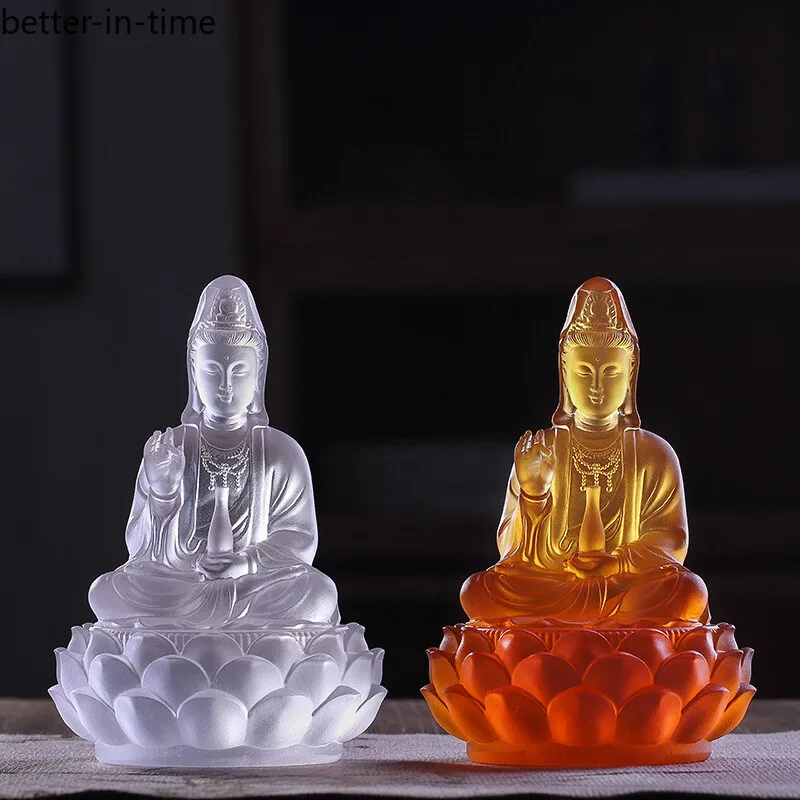 Statue de bouddha en forme de Lotus Guanyin émaillé, méthodes handicapées chinoises