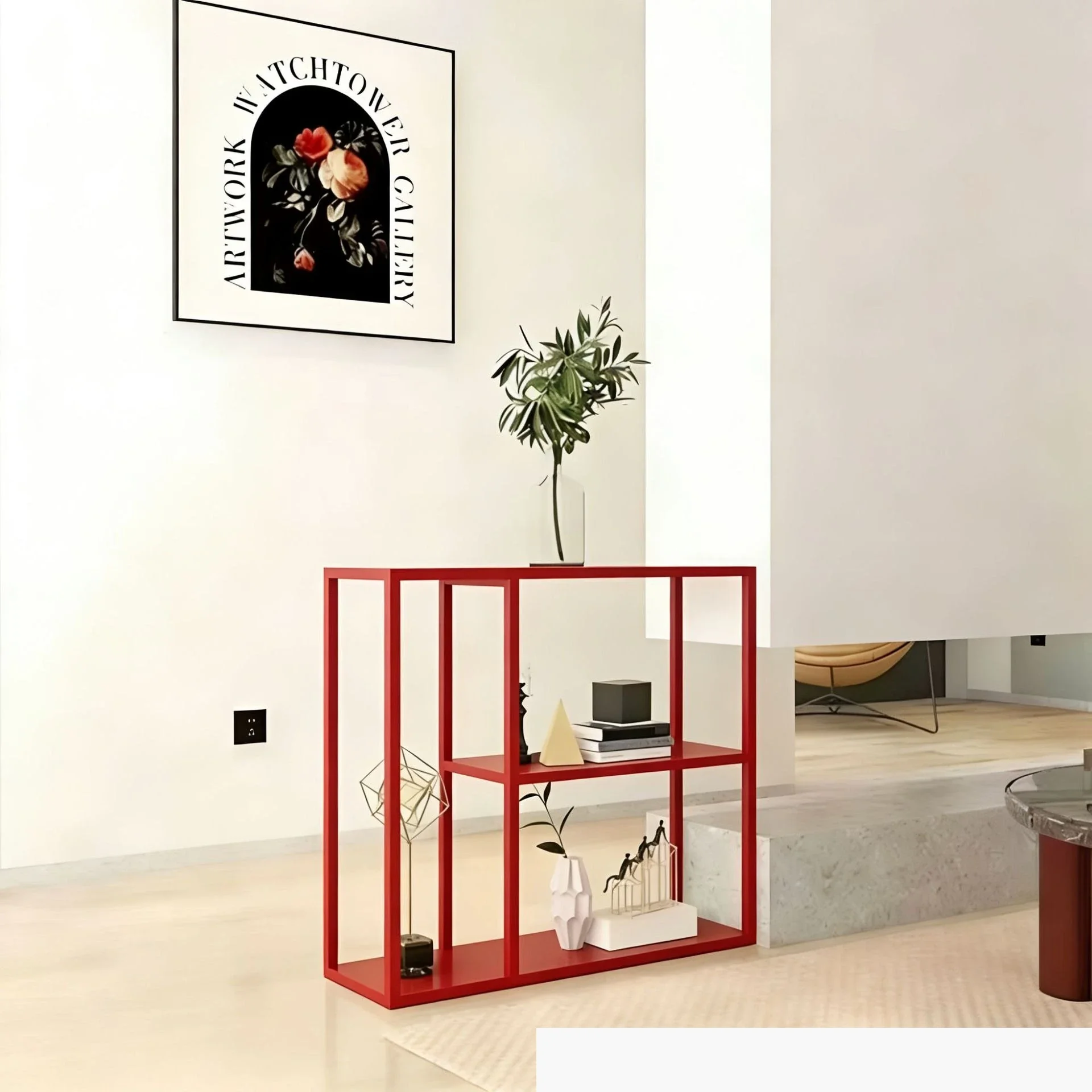 Simple wrought iron floor shelf Modern living room Home multi-layer low bookshelf agat the wall Internet celebrity Office sto