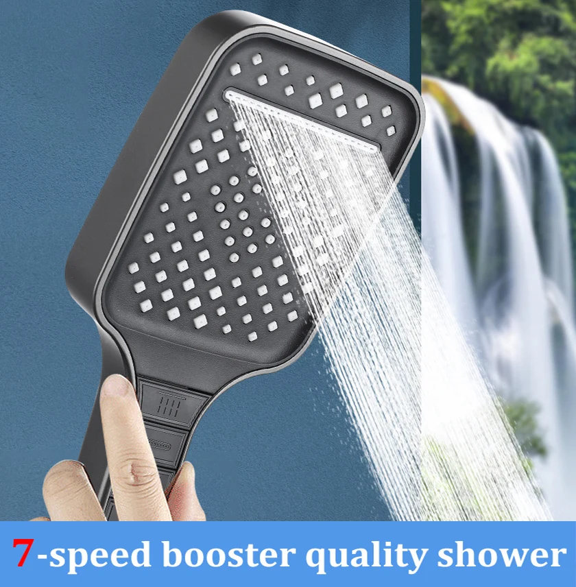 

7-speed Booster Handheld High-quality Shower Head Shower Household Large Panel Filter Shower Head Set