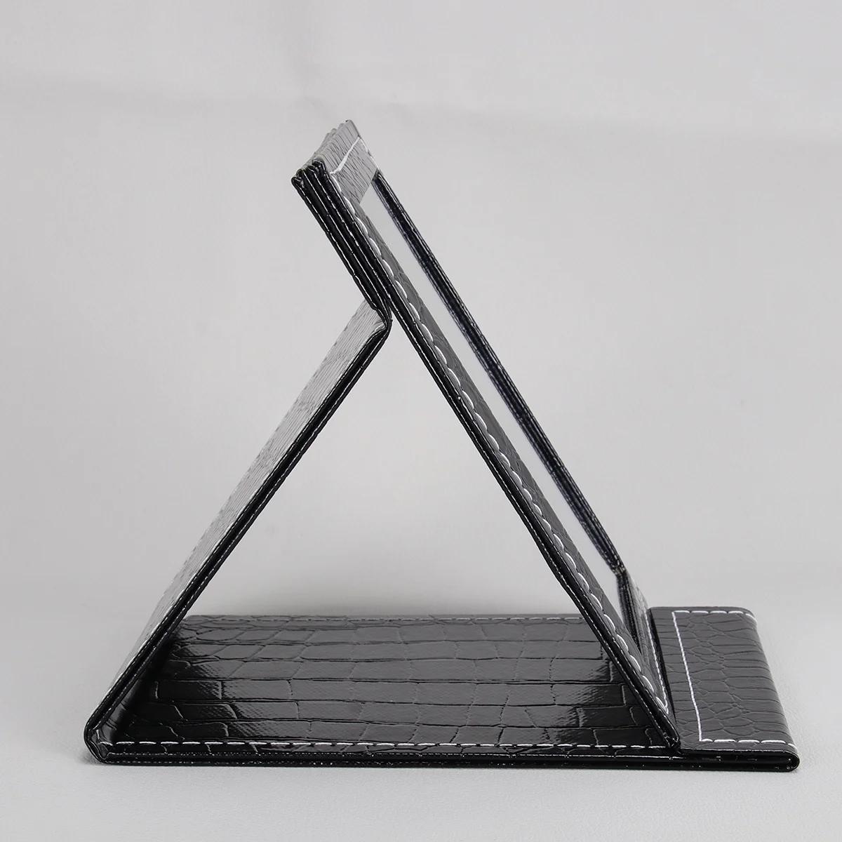 

Desktop Makeup Mirror PU Black Portable Foldable Brighten Fill Light Glass Toilet Glass for Travel Makeup Mirror