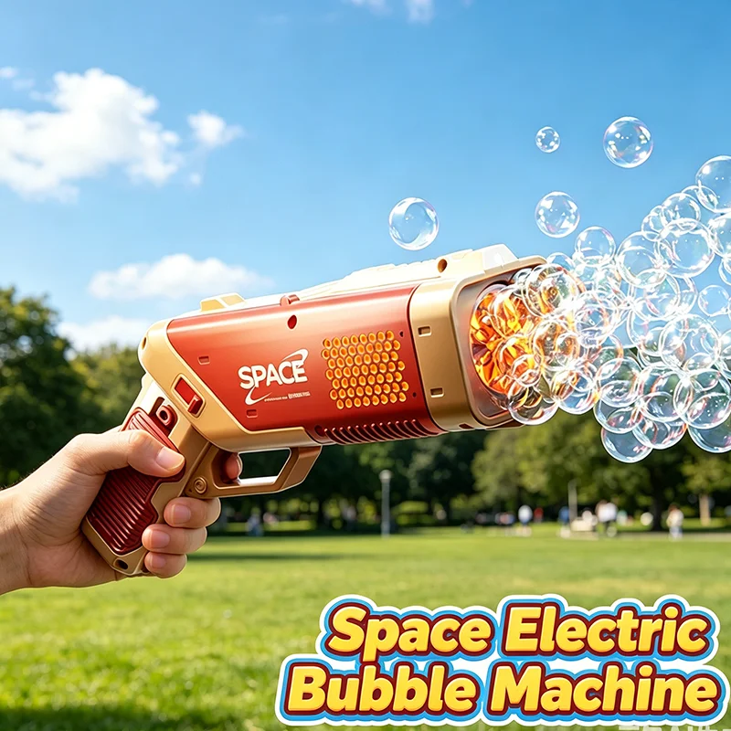 

2026 Electric Bubble Gun Automatic Bubbles Machine Soap Blower with Light Outdoor Party Games Blowing Toys Boys Girls Gift
