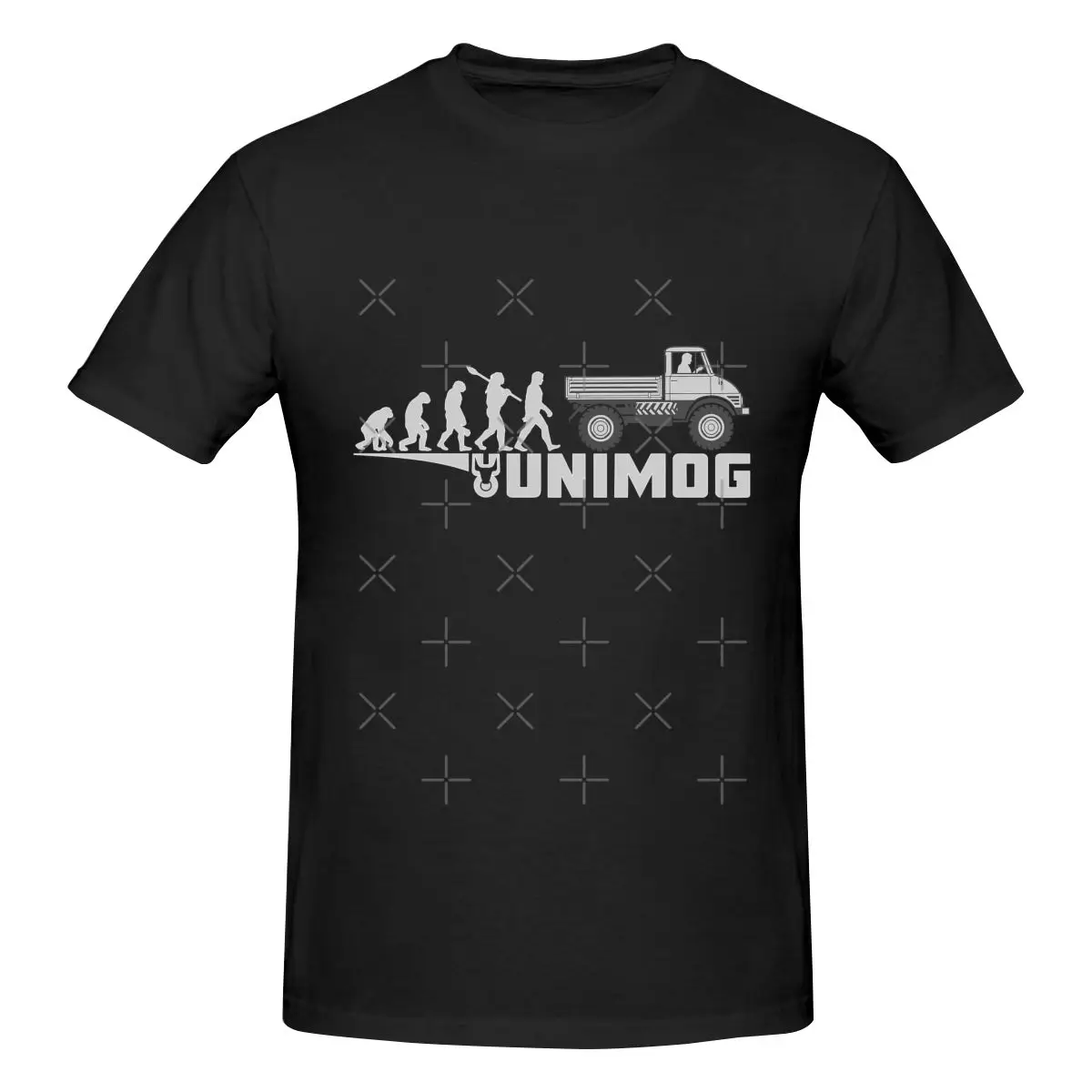 Funny UNIMOG Evolution Of Mankind (dark Background) Classic Men's T-shirt Printed Tops are loose and slim fit Women's T-shirts