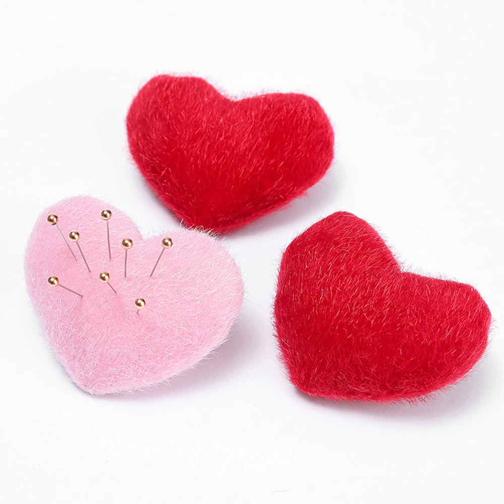 1PC Cute Heart Shaped Needle Pin Cushion Wrist Strap Sewing Needle Pillow for Cross Stitch Sewing Accessories