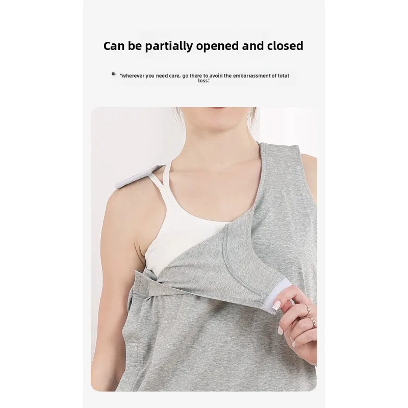 سترة بدون أكمام سهلة الفتح من الأمام يمكن ارتداؤها، ملابس كبار السن، ملابس رعاية المريض، ملابس كتف قابلة للتعديل لكبار السن