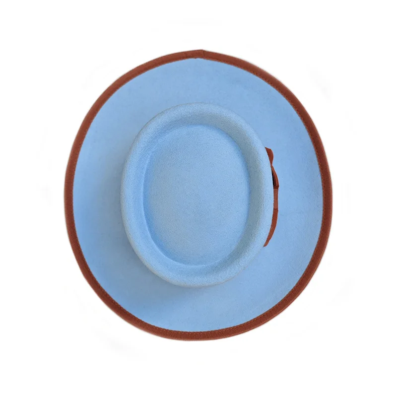 قبعة من الصوف بنمط الدنيم العصري بلون سادة مع ريش