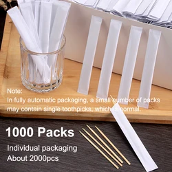 Wholesale 1000 Packs Toothpicks Restaurant Hotel Disposable Bamboo Toothpick Individual Packing Fruit Tooth Picks Sticks