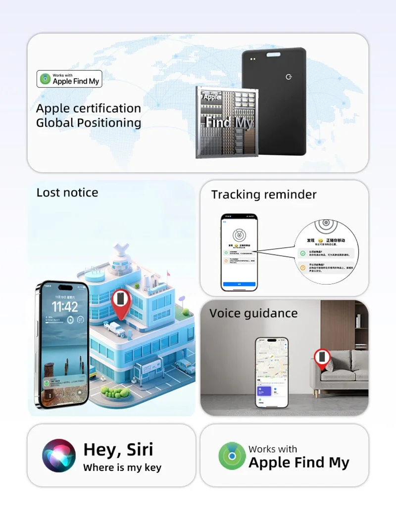 

Ultra-Thin Wireless Charging Card Findmy Compatible with Apple AirTag Locator Wallet Anti-Loss Device for Children 2026 New