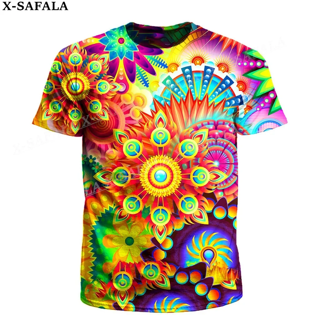 Trippy psychodeliczny grzyb grzyb Hippy 3D nadrukowany krótki rękaw t-shirt letni okrągły dekolt męski Top na co dzień Tee-10