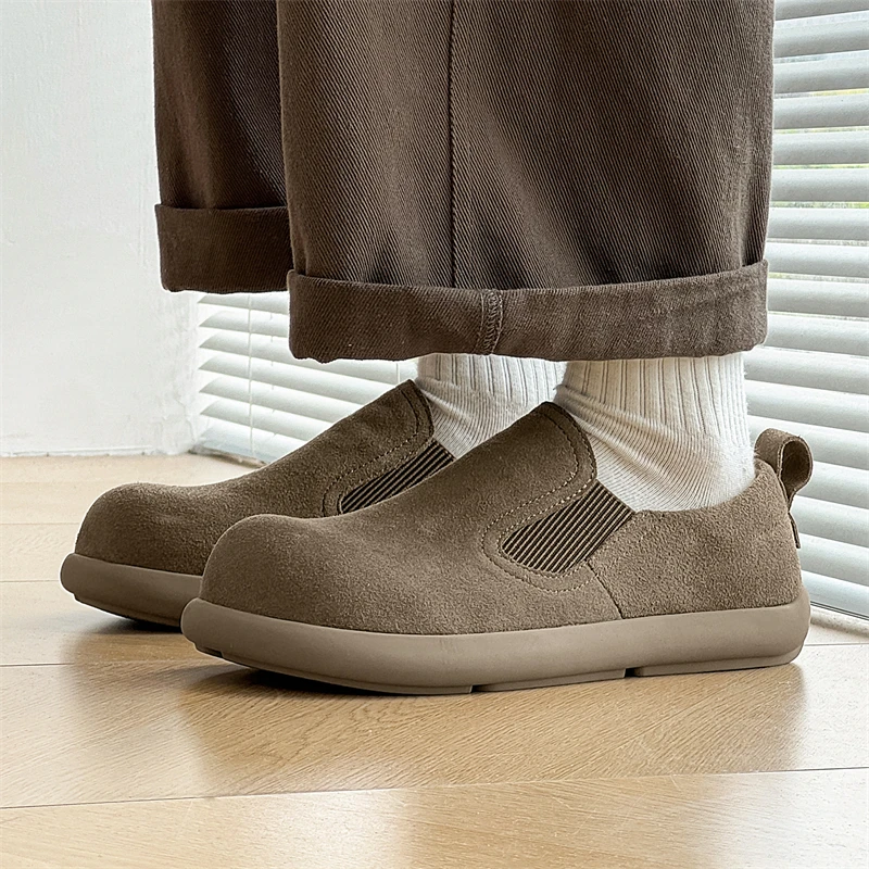 

2025 бестселлер, мужские замшевые кожаные кроссовки, деловая повседневная обувь, мужские мокасины без шнуровки, быстрая доставка