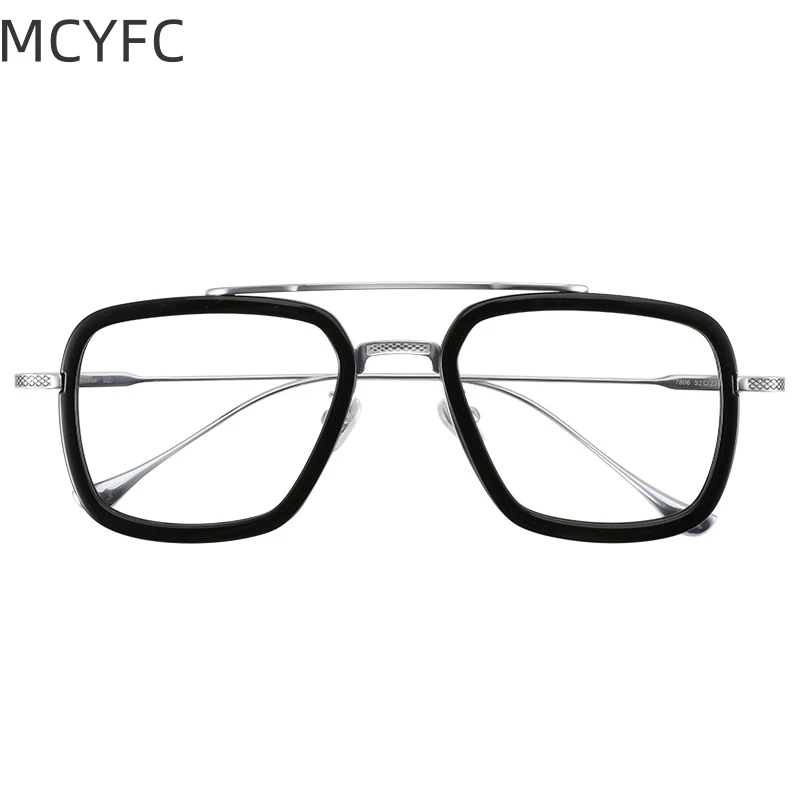 

MCYFC Prescription Eyeglasses Frames Men Blue Light Blocking Lens - Lightweight Titanium Iron Man Inspired Optical Eyewear Frame