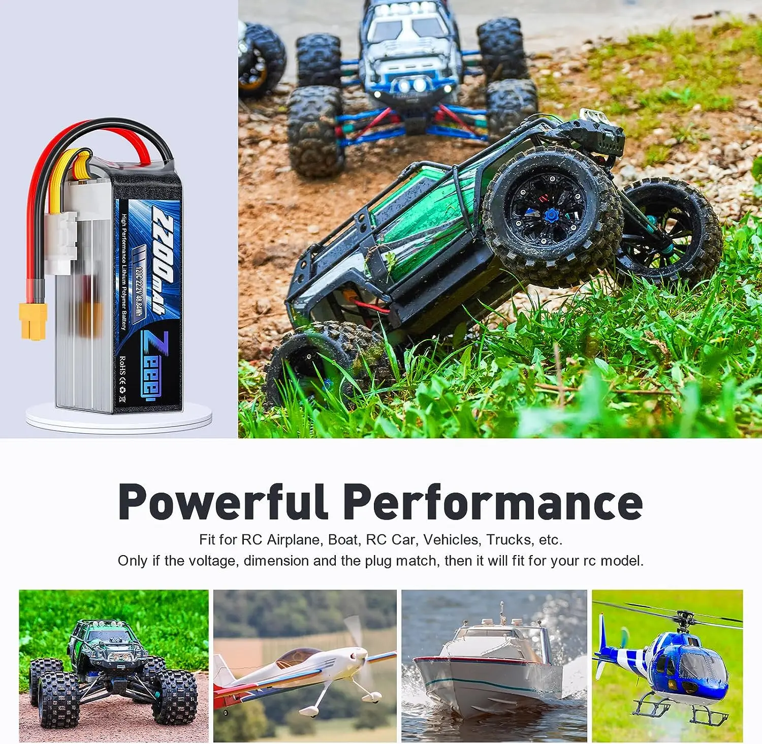 2pcs Zeee 6S Lipo Battery 2200mAh 22.2V 120C Softcase with XT60 Plug for RC Car Truck Tank RC Airplane FPV Drones Racing Hobby