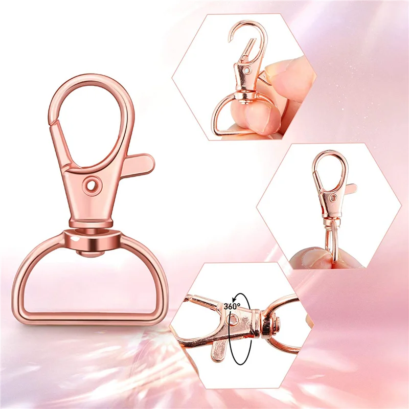 

ABVG-140 шт. поворотные застежки, карабины для ремешка, брелок, зажим, крючок, застежка в виде когтей омара, металлическая застежка-крючок с D-образными кольцами, розовое золото