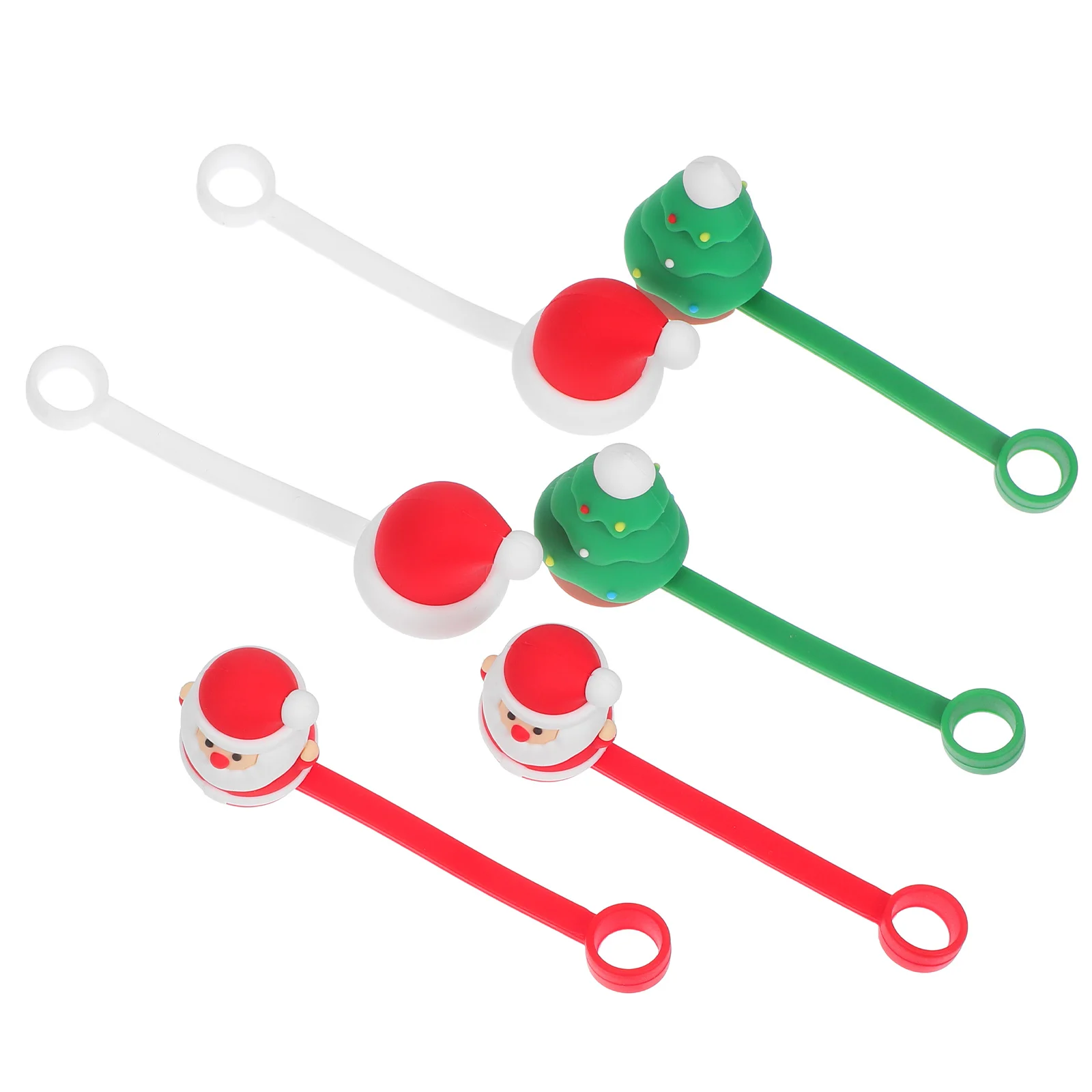 

6Pcs Cute Cartoon Straw Covers Silicone Christmas Tip Protectors for 10Mm Straws Reusable Tumbler Decor Holiday Party