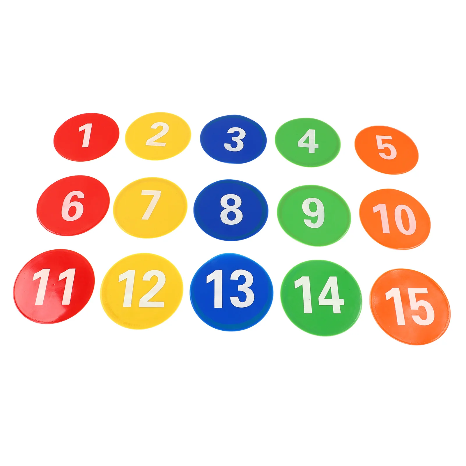 Sports Number Spots Marker 1 to 15 Carpet Number Spot Markers with 5 Bright Color for Soccer Training