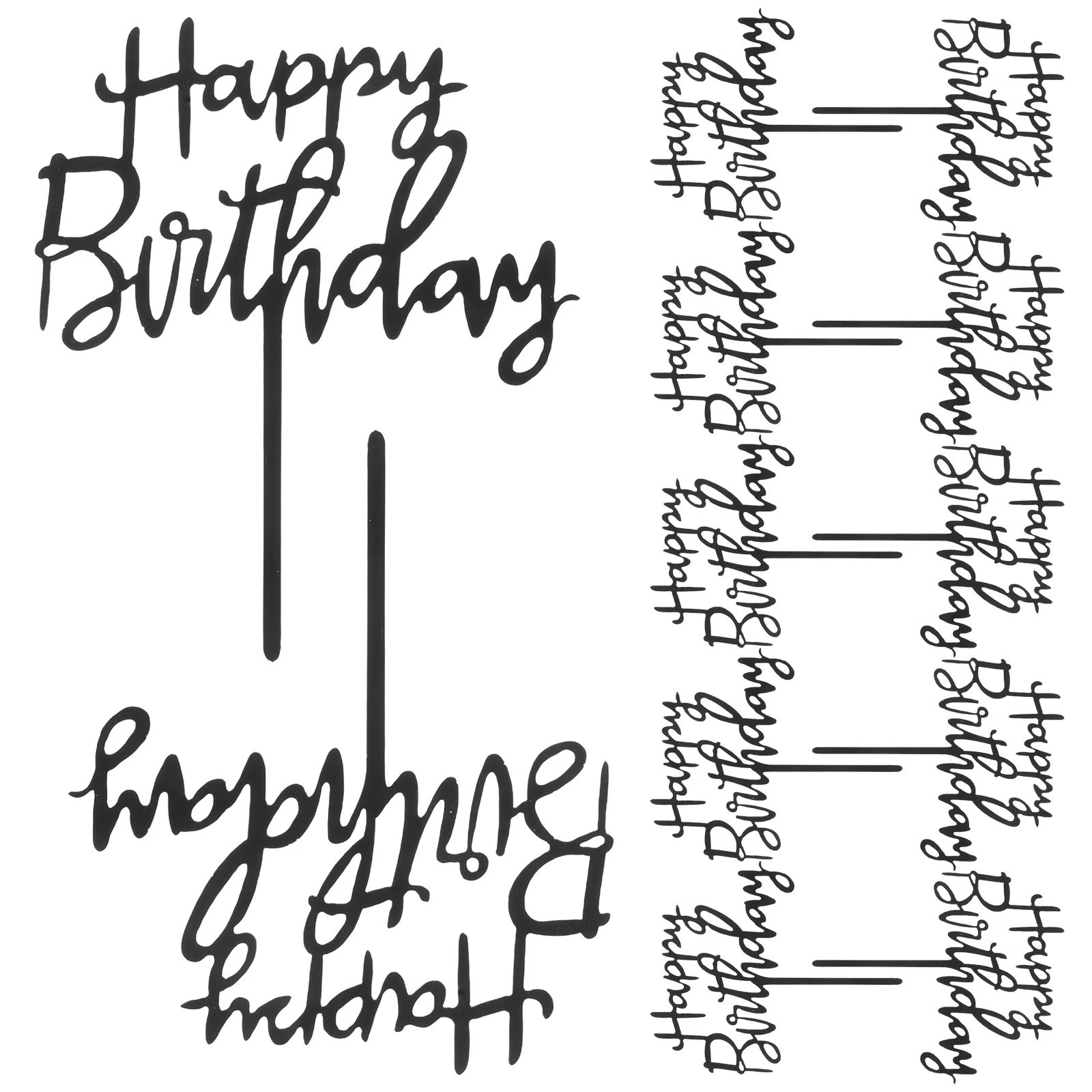 

50Pcs Birthday Cake Toppers Acrylic Elegant Happy Birthday Party Decoration Dessert Insert Cake Picks Pastry Topper