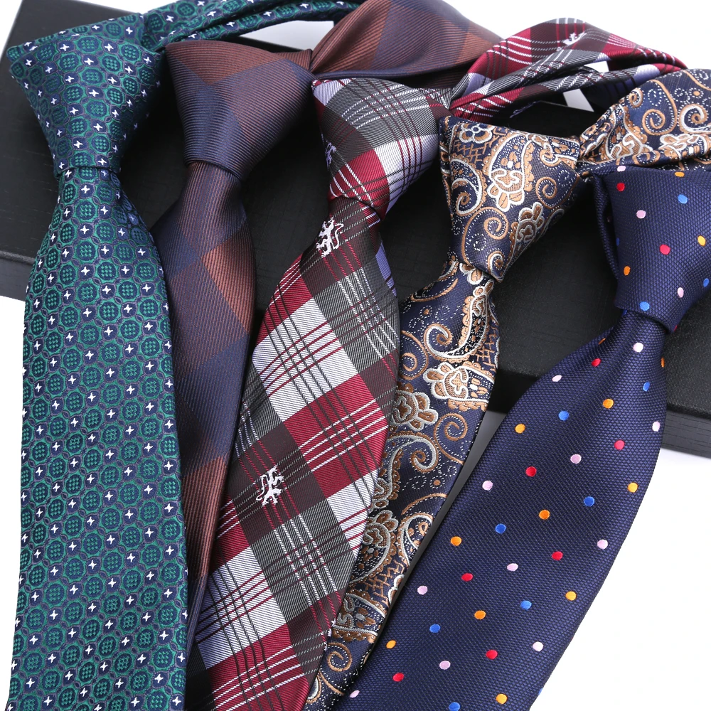 Fashion Slim 6CM Mens Necktie Polyester Ties For Man Striped Dots Cartoon Jacquard Cravat Business Party Corbatas 2023