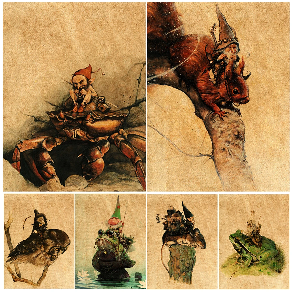 

Dwarf Elf Hunter Knight Vintage Wall Art Canvas Painting Animal Mounts And Dwarfs Art Poster And Print Home Deocration Unframed