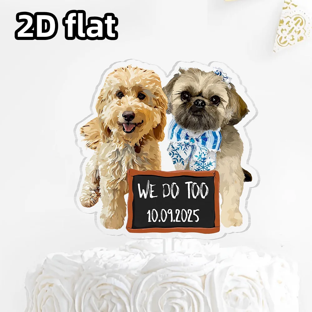 شخصية الحيوانات الأليفة صورة كعكة توبر 1 قطعة ، حفل زفاف لصالح ، هدية مالك الكلب ، زخرفة تذكار عيد الميلاد