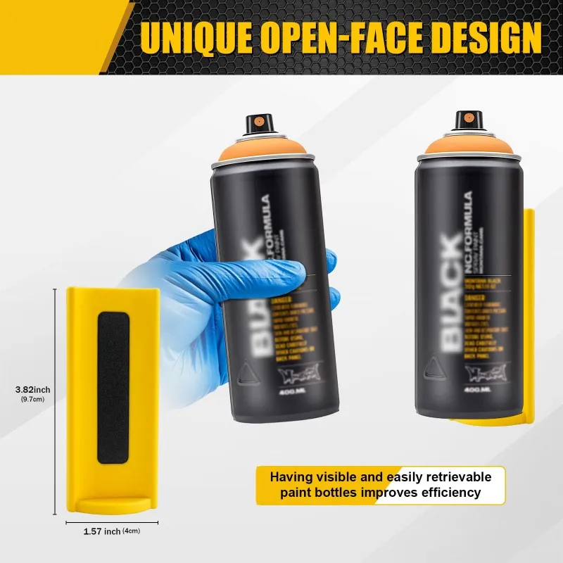 

ABFI Paint Can Bottle Rack For Garage Tool Box, 2PCS Magnetic Aerosol Spray Can Holder, Wall Mount Organizer