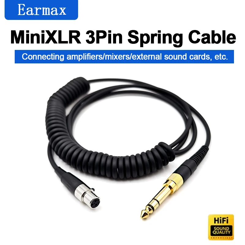 For Q701 K240S K371 K701 K712PRO DT1990PRO DT1770PRO Headphone Replaceable 6.35/3.5mm to Mini XLR 3-Pin Headphone Spring Cable