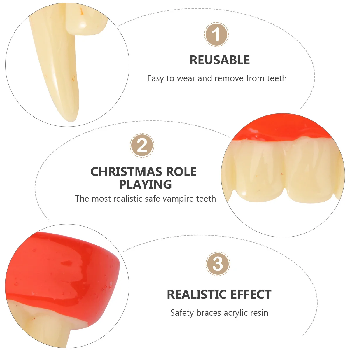 

Vampire Fangs Fake Teeth Creepy Artificial Denture Orthotics Red Plastic Halloween Model