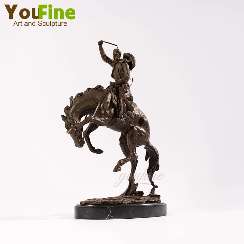 Bronze Western Cowboy Ridding Statue Inspired by Frederic Remington Bronze Sculpture For Home Decor Ornament Collection Crafts