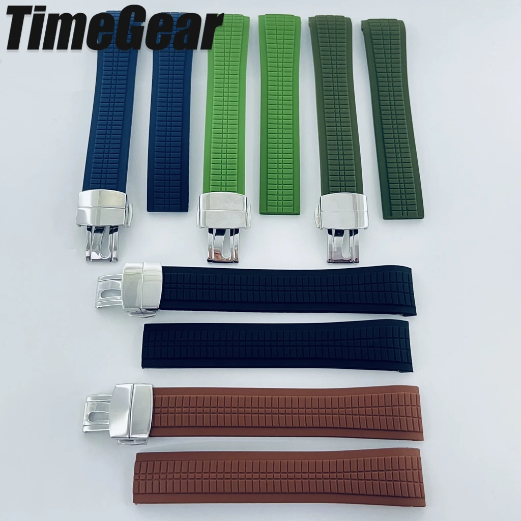 NH35 Part PP Rubber Strap For Original Patek Philippe Grenade Fluororubber Strap 21mm PP Durable Silicone Watch Strap