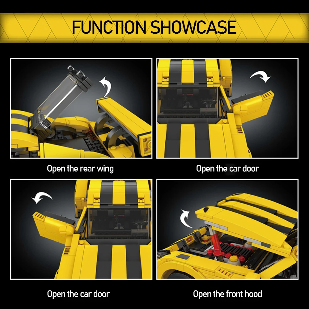 変形シリーズ クリエイティブスポーツカー ダッジ・バイパー風 組み立てブロック モデル玩具 大人向け