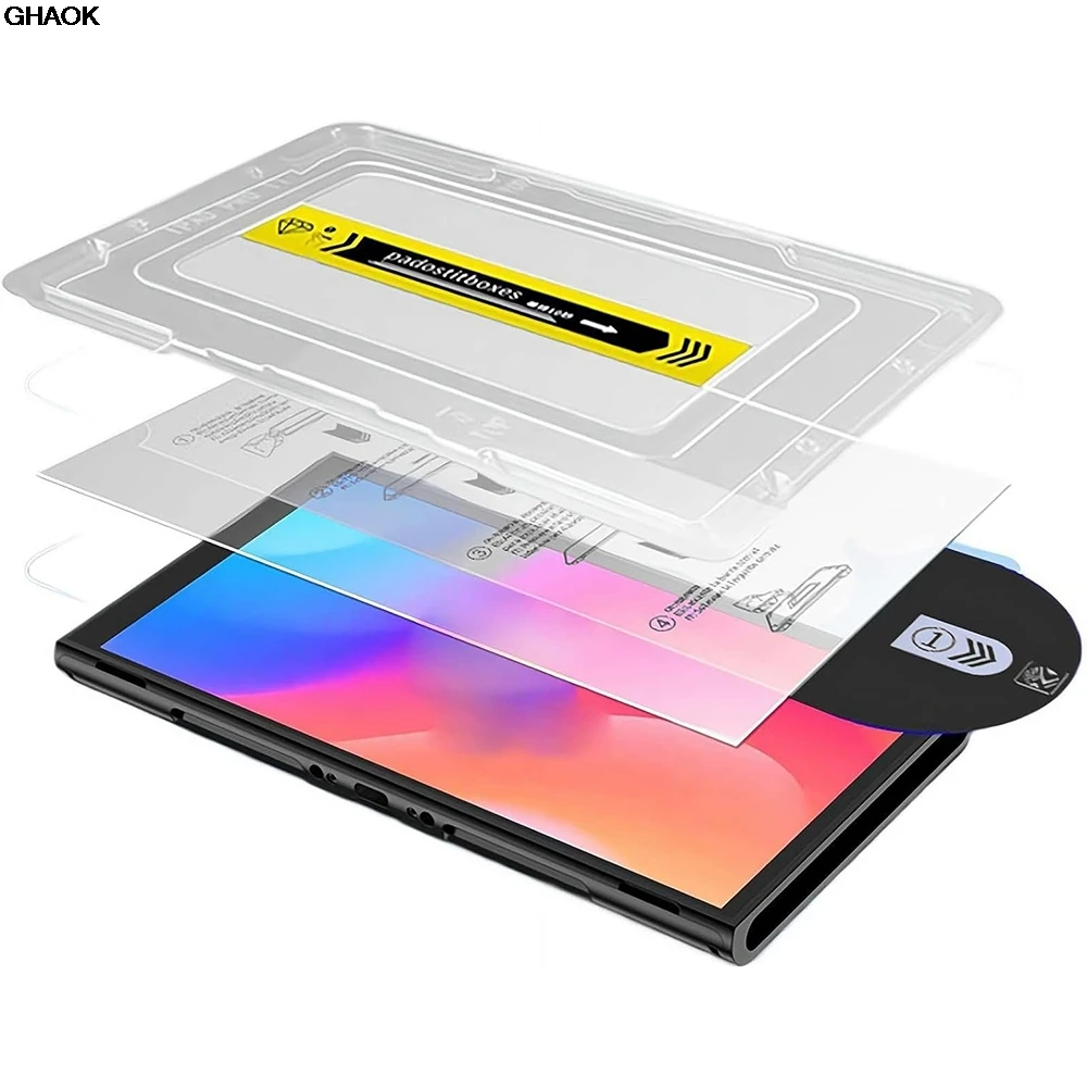 1-4PCS Tempered Glass Screen Protector for Switch/Switch OLED/Switch 2 Anti-scratch Tempered Films with Auto Alignment Frame